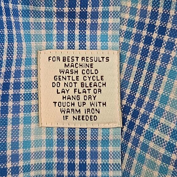 Peter Millar Blue Checker Plaid Long-Sleeve Button-Up Shirt Men's Medium - Picture 11 of 12